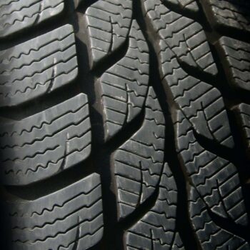 Closeup of tire showing tread