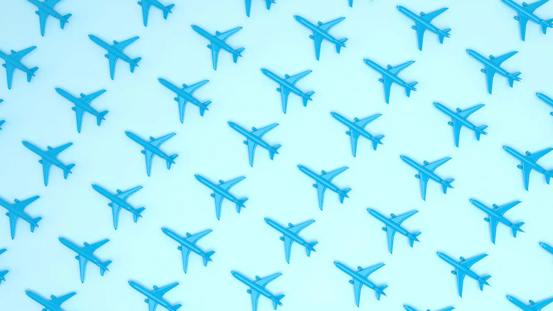 3d render model airplanes on light blue background