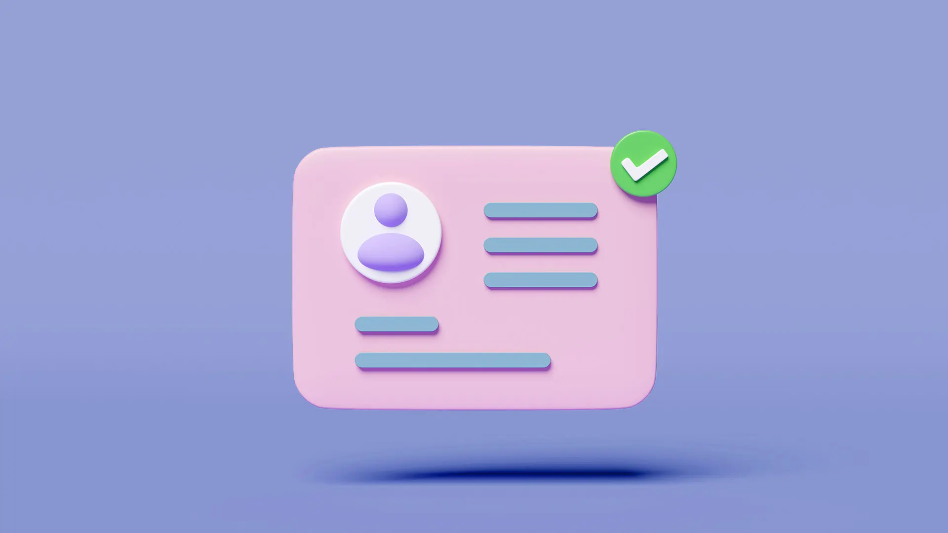 3d image of pink ID card floating on periwinkle background