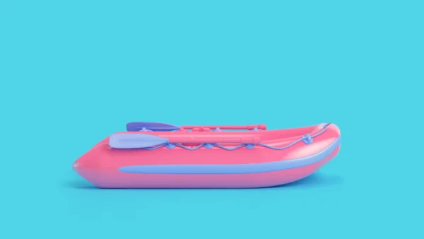 inflatable pink boat on blue background