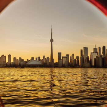 Looking through at the Toronto cityscape