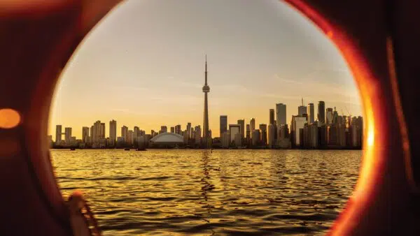 Looking through at the Toronto cityscape