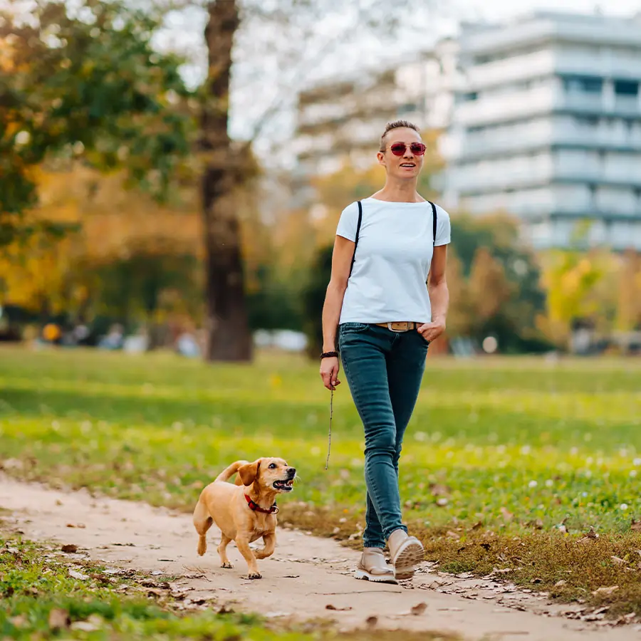 Woman and dog.