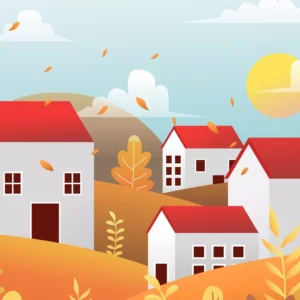 Neighbourhood of houses in autumn