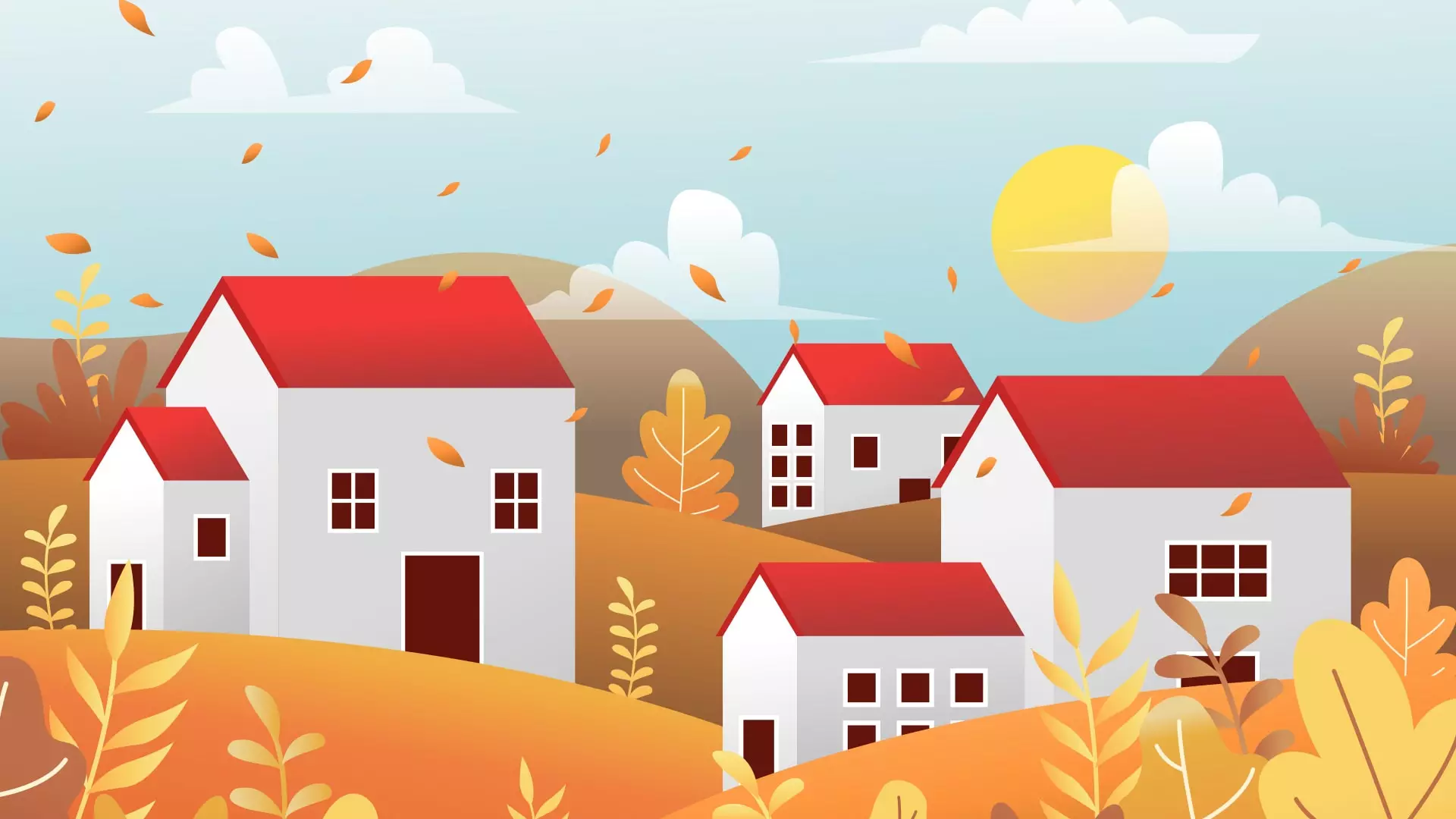 Neighbourhood of houses in autumn