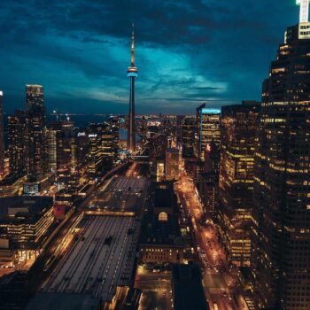Aerial view of Toronto at night