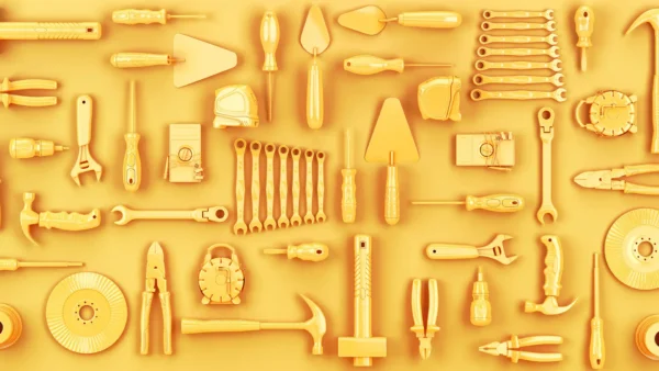 yellow model tools on yellow background