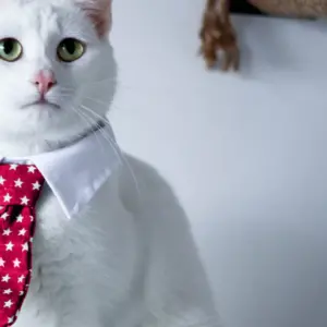Cat wearing a dress shirt and tie.