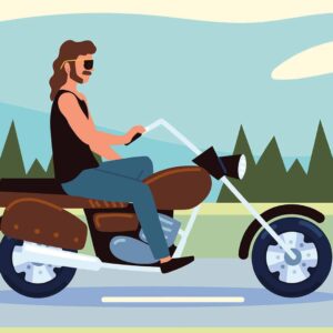 Man riding a classic motorcycle on the highway
