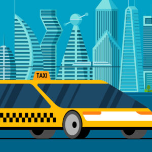 A commercial taxi cab