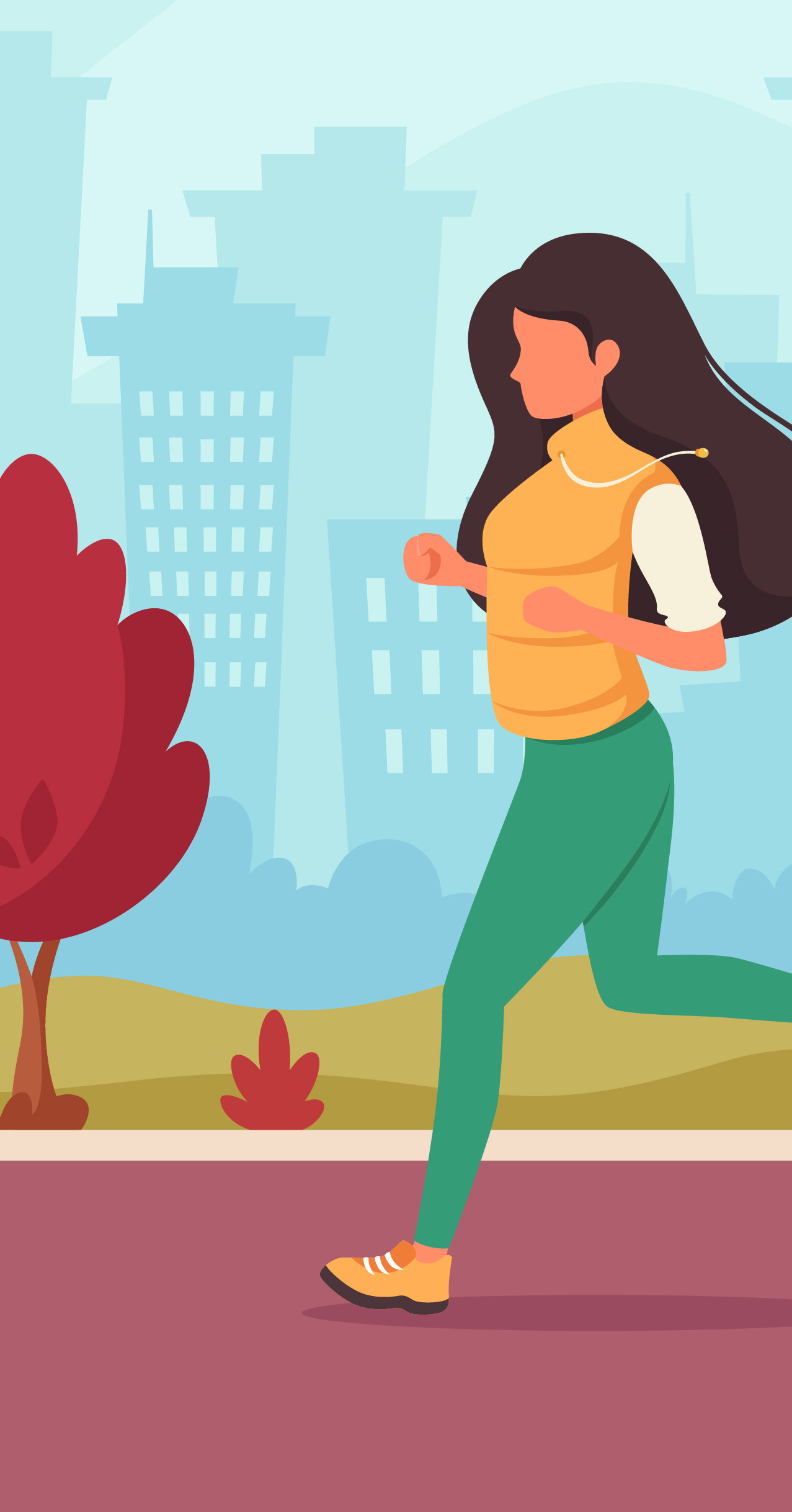 Woman jogging in the park in the autumn