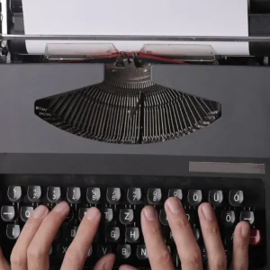 typing on a typewriter