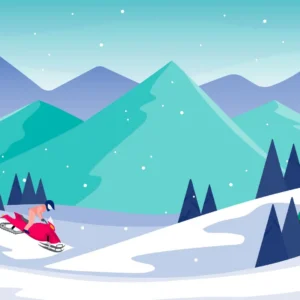 Snowmobile riding on snowy hills