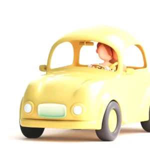 3D rendering of female driver with car