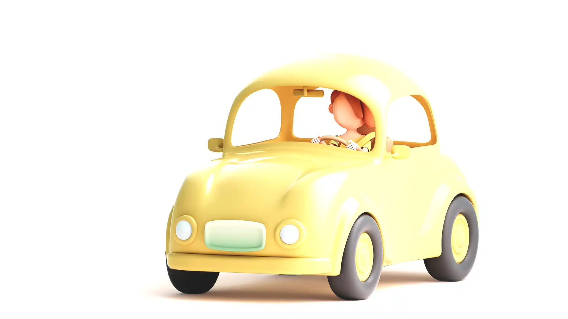 3D rendering of female driver with car