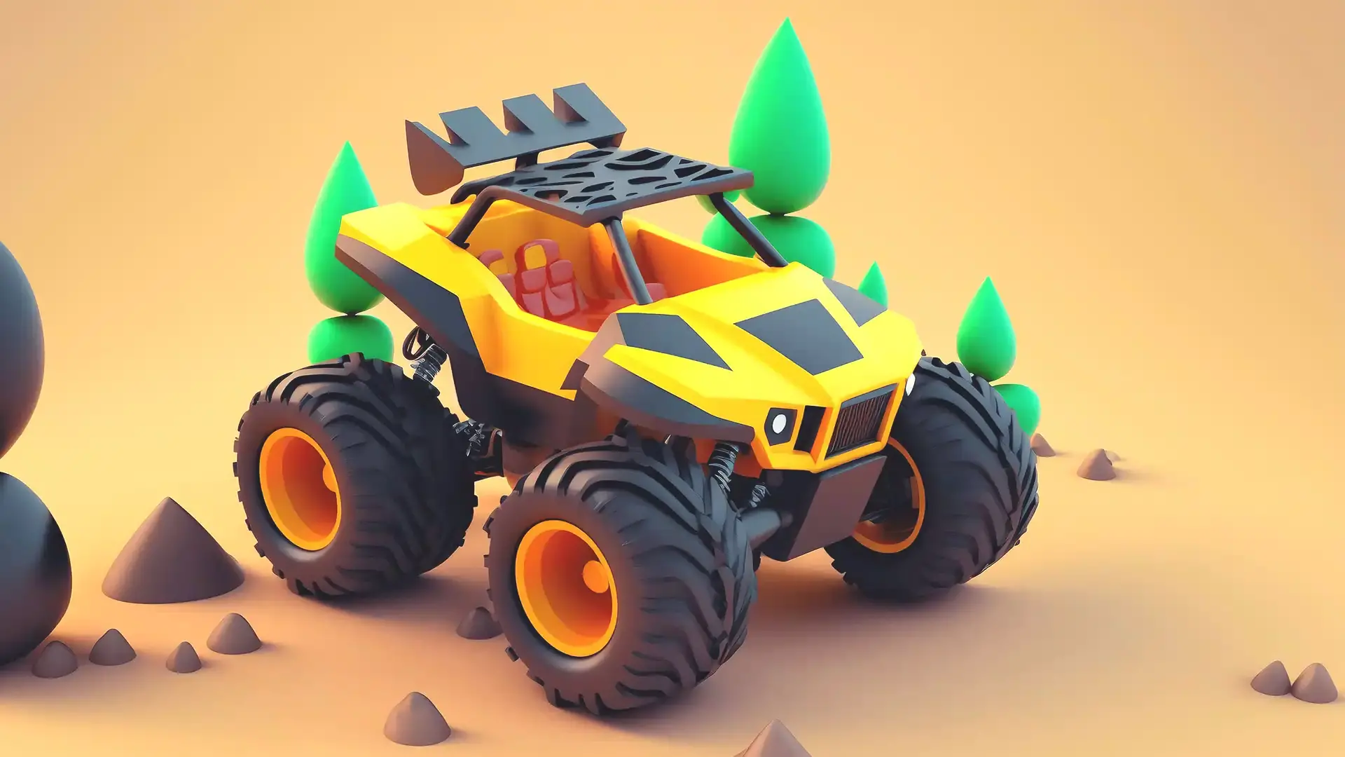 3d image of cartoon style off-road vehicle.