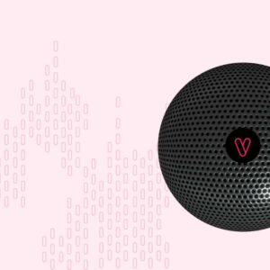 Bluetooth speaker with the Mitch heart in the middle.