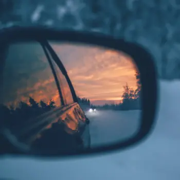 Side view mirror of a car.