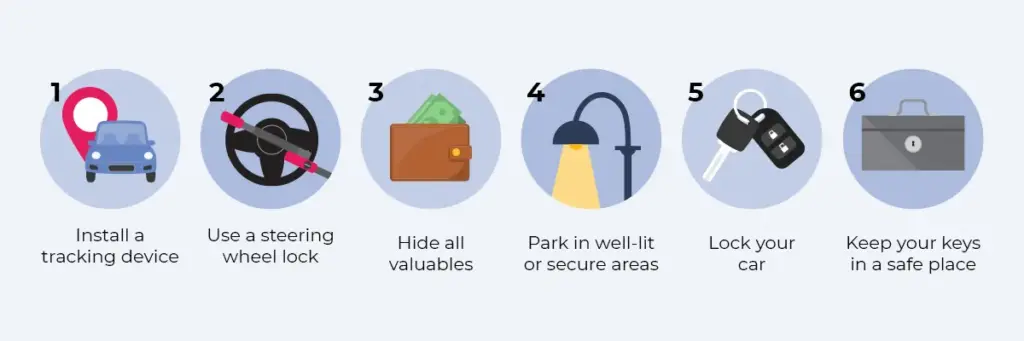 Steps to protect your automobile from theft.