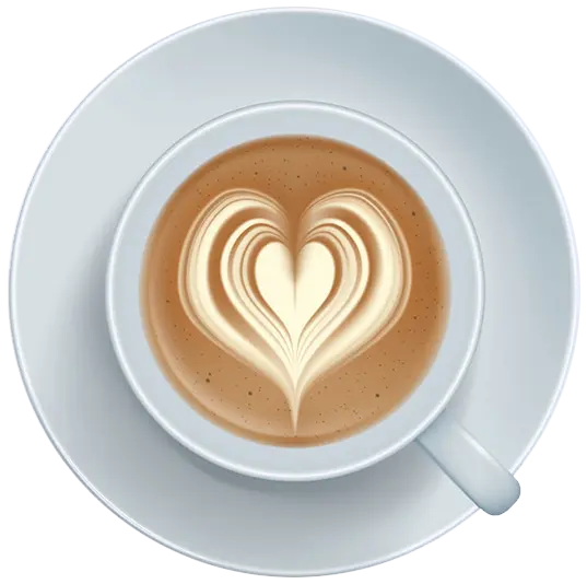 coffee cup animation with a heart in the foam.