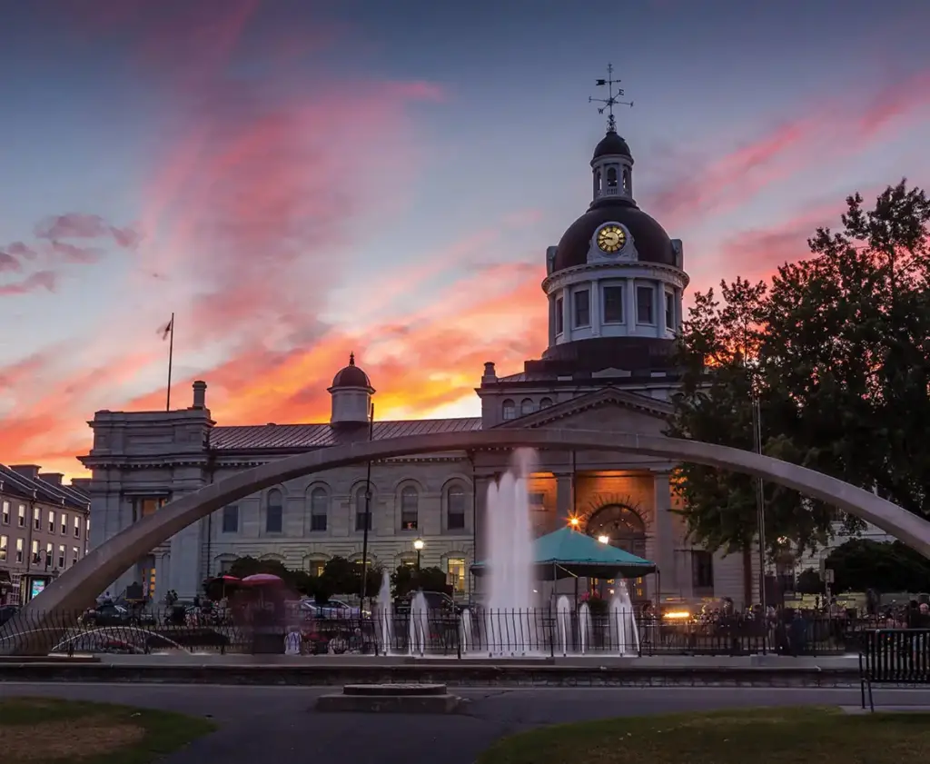 Building and fountain in Kingston, Ontario.