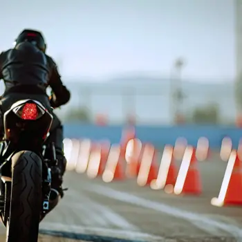 Motorcycle rider going through advanced training.