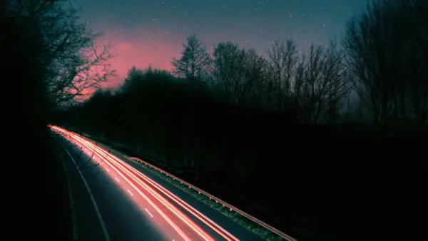 Highway at night.