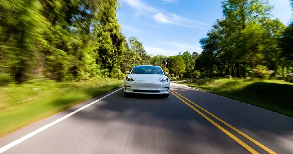 Electric car on the road.